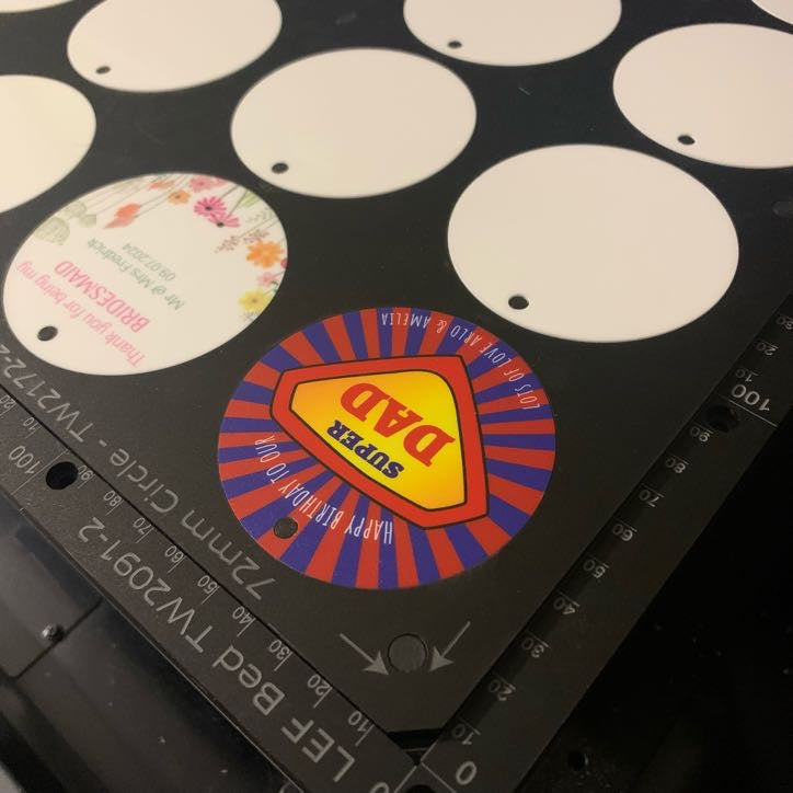 Printing Jig for 72mm Circle Disc Blanks - Roland BD-12 (xx Spaces)