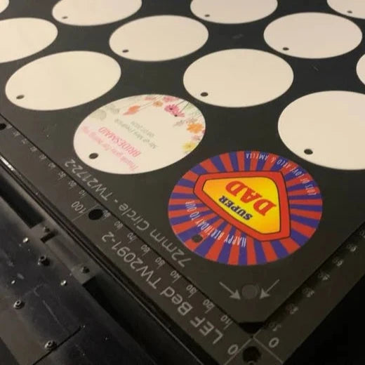 Printing Jig for 72mm Circle Disc Blanks - Roland LEF 300 Flatbed Printer (36 Spaces)