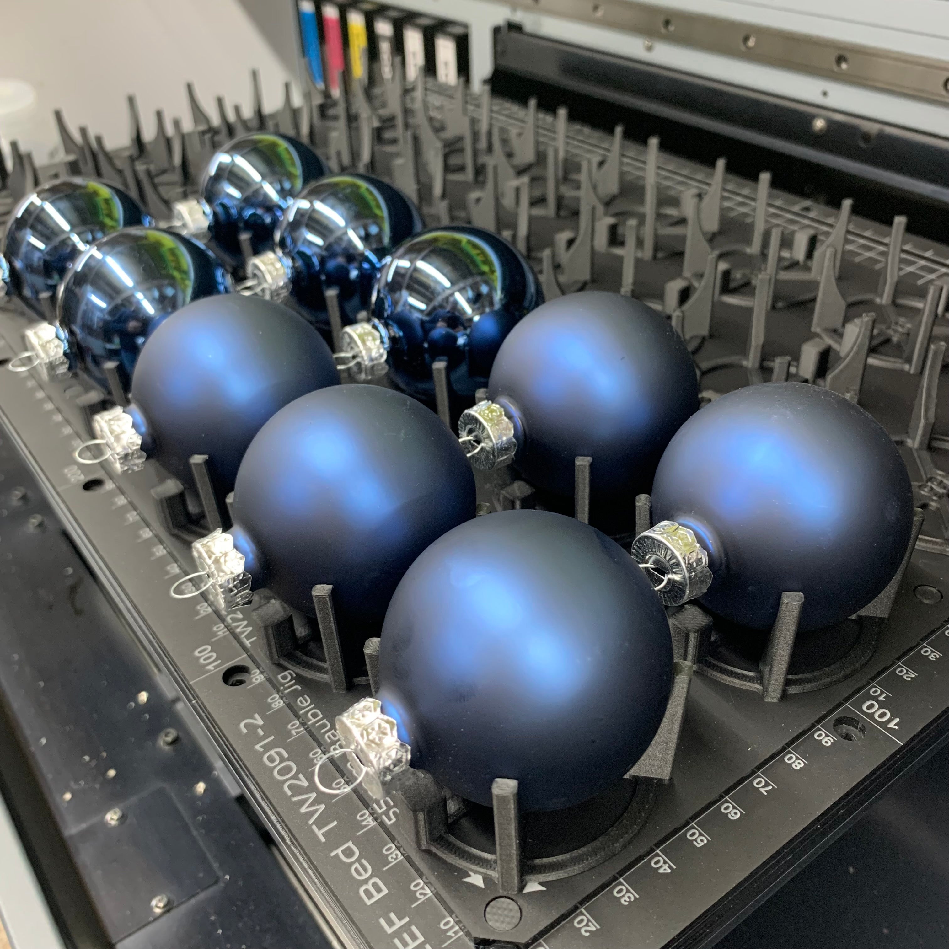 Bauble Printing Jig for Roland LEF 12 Flatbed Printer Series: 58mm - 82mm Christmas Baubles (6 Sizes)