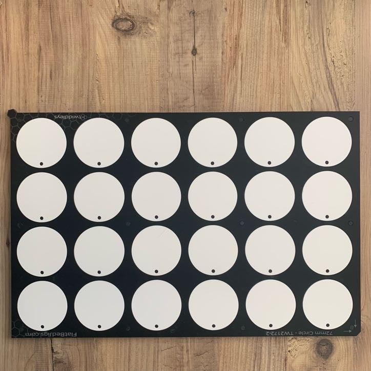 Printing Jig for 72mm Circle Disc Blanks - A4 Flatbed Printers (6 Spaces)