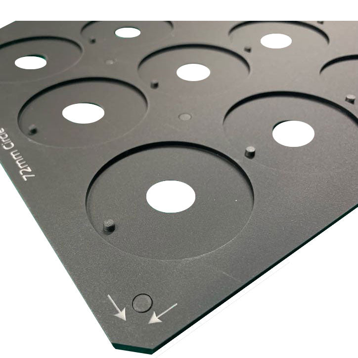 Printing Jig for 72mm Circle Disc Blanks - Roland LEF 12 Flatbed Printer (9 Spaces)