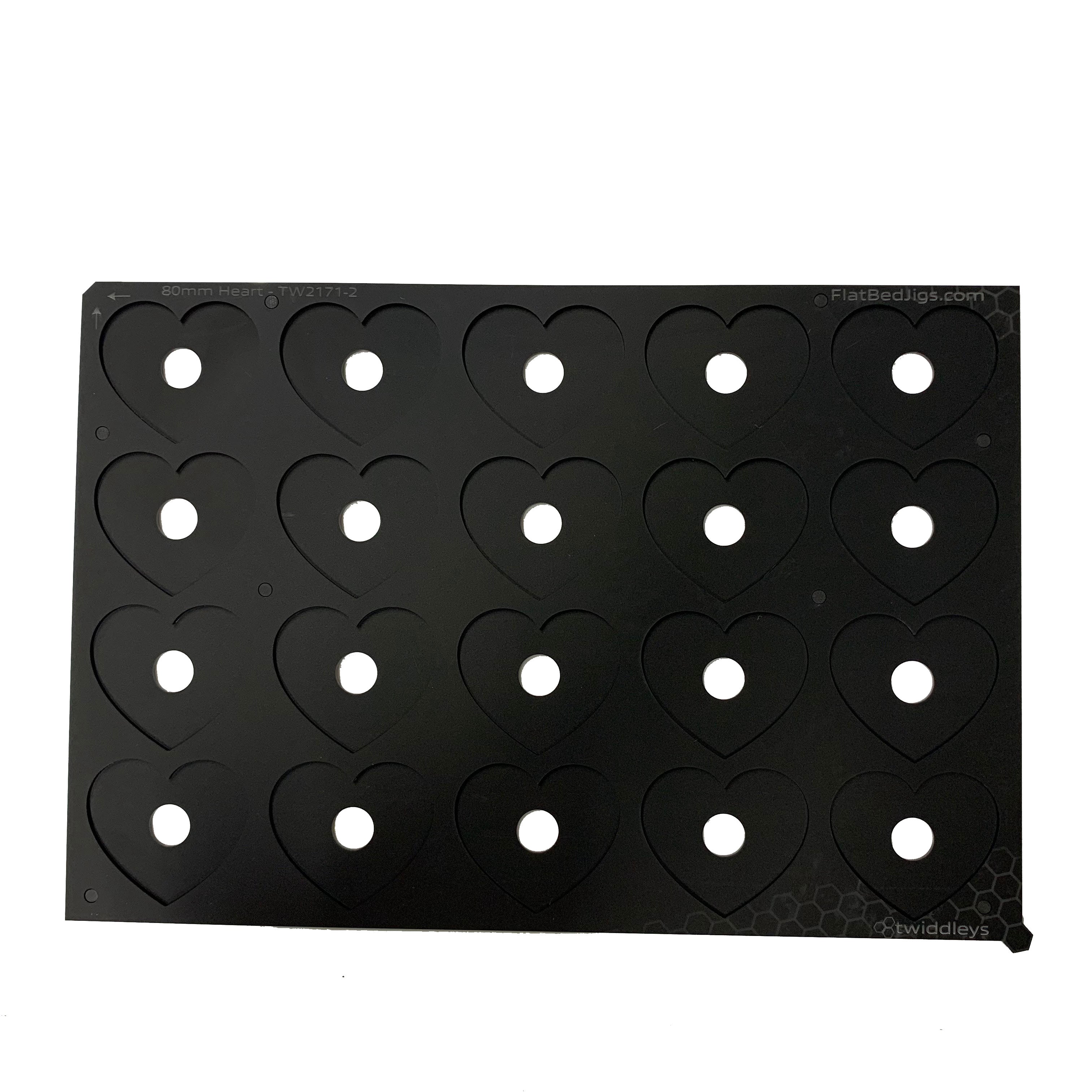 Printing Jig for 80mm Heart Blanks - Roland LEF 12 Flatbed Printer (9 Spaces)