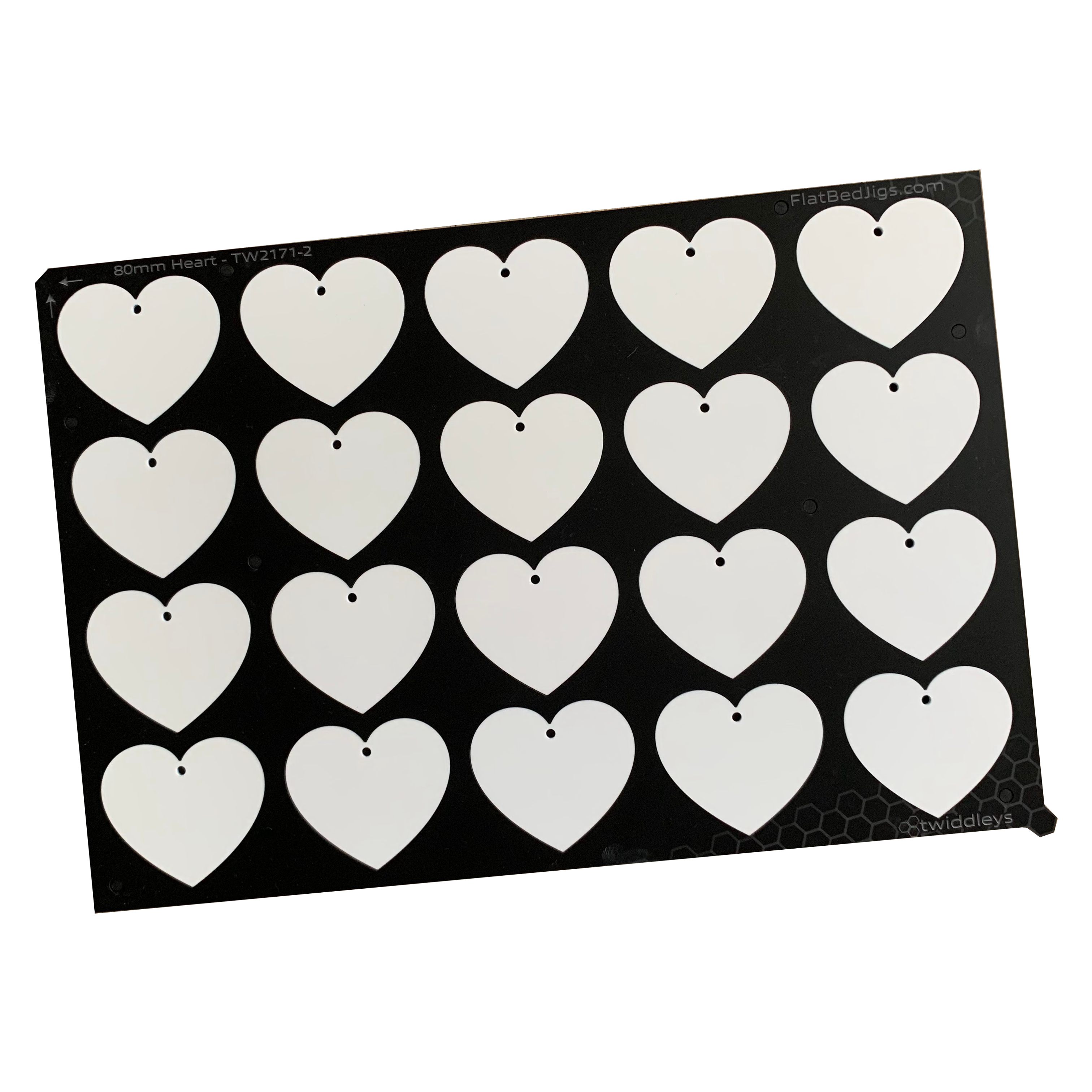 Printing Jig for 80mm Heart Blanks - Mutoh XPJ-661UF Flatbed Printer (XX Spaces)