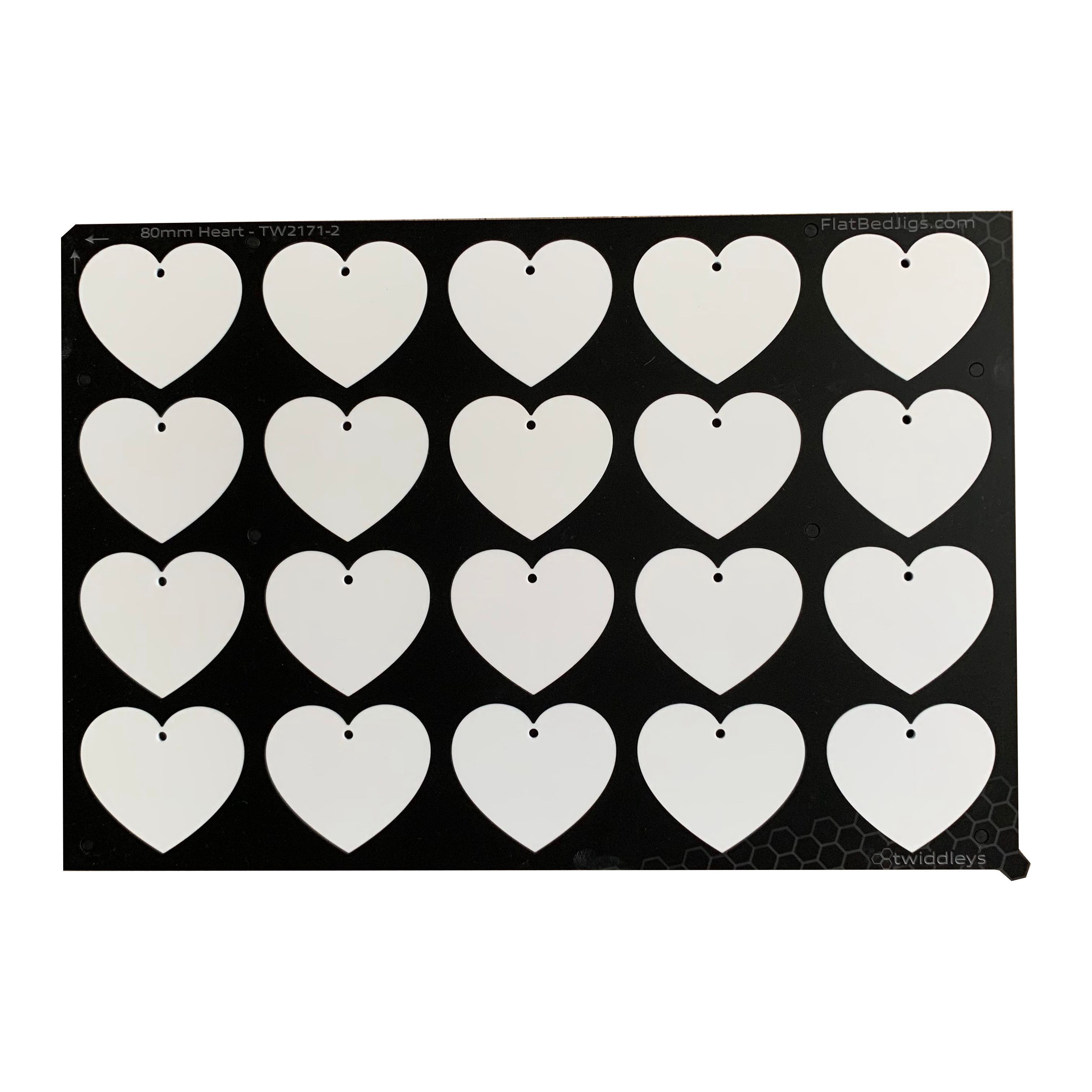 Printing Jig for 80mm Heart Blanks - Mimaki UJF-7151 Flatbed Printer (42 Spaces)