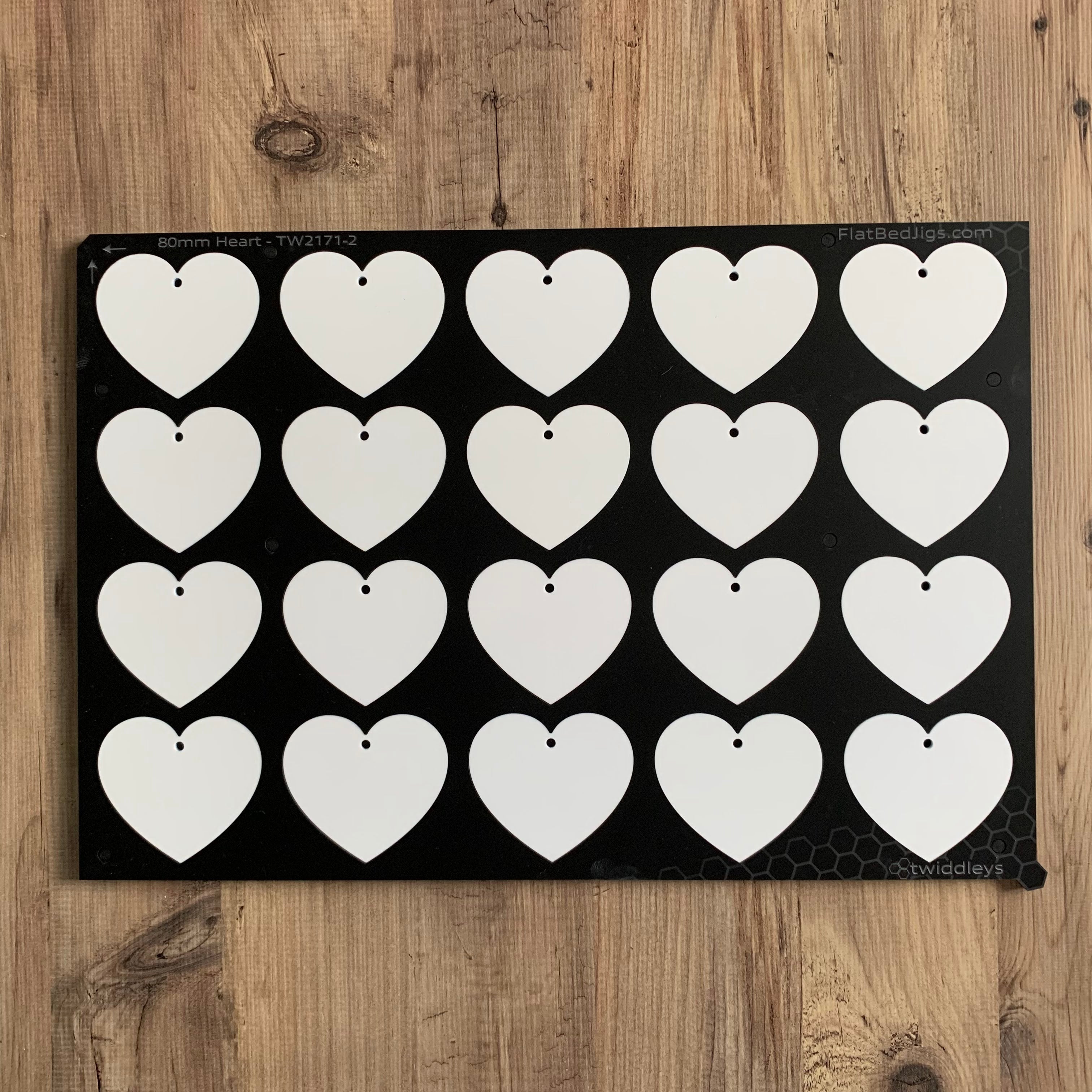 Printing Jig for 80mm Heart Blanks - A4 Flatbed Printers (6 Spaces)