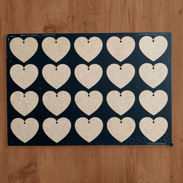 Printing Jig for 80mm Heart Blanks - Mimaki UJF-6042 Flatbed Printer (30 Spaces)
