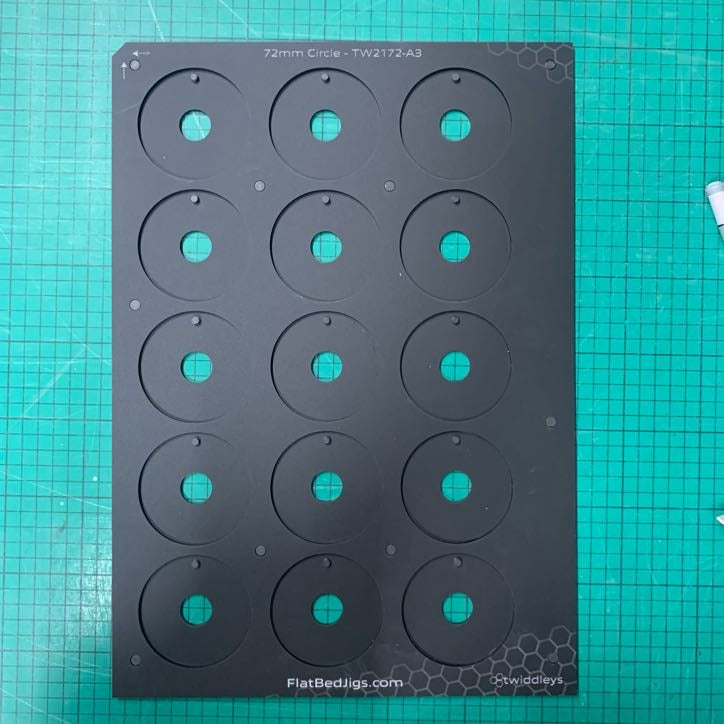 Printing Jig for 72mm Circle Disc Blanks - A3 Flatbed Printers (15 Spaces)