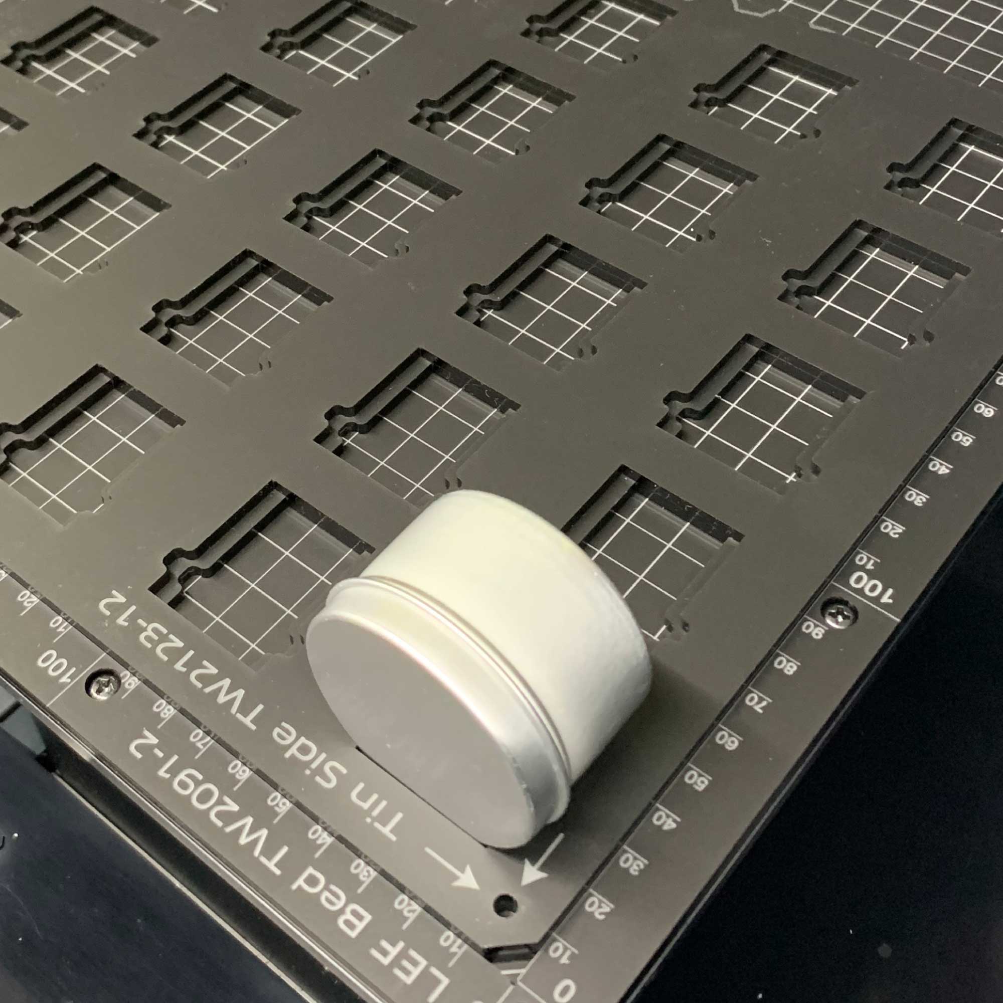 Round Tin Side Jig' Tinware T9232' for Mimaki UJF-7151 Flatbed Printer (xx Spaces)