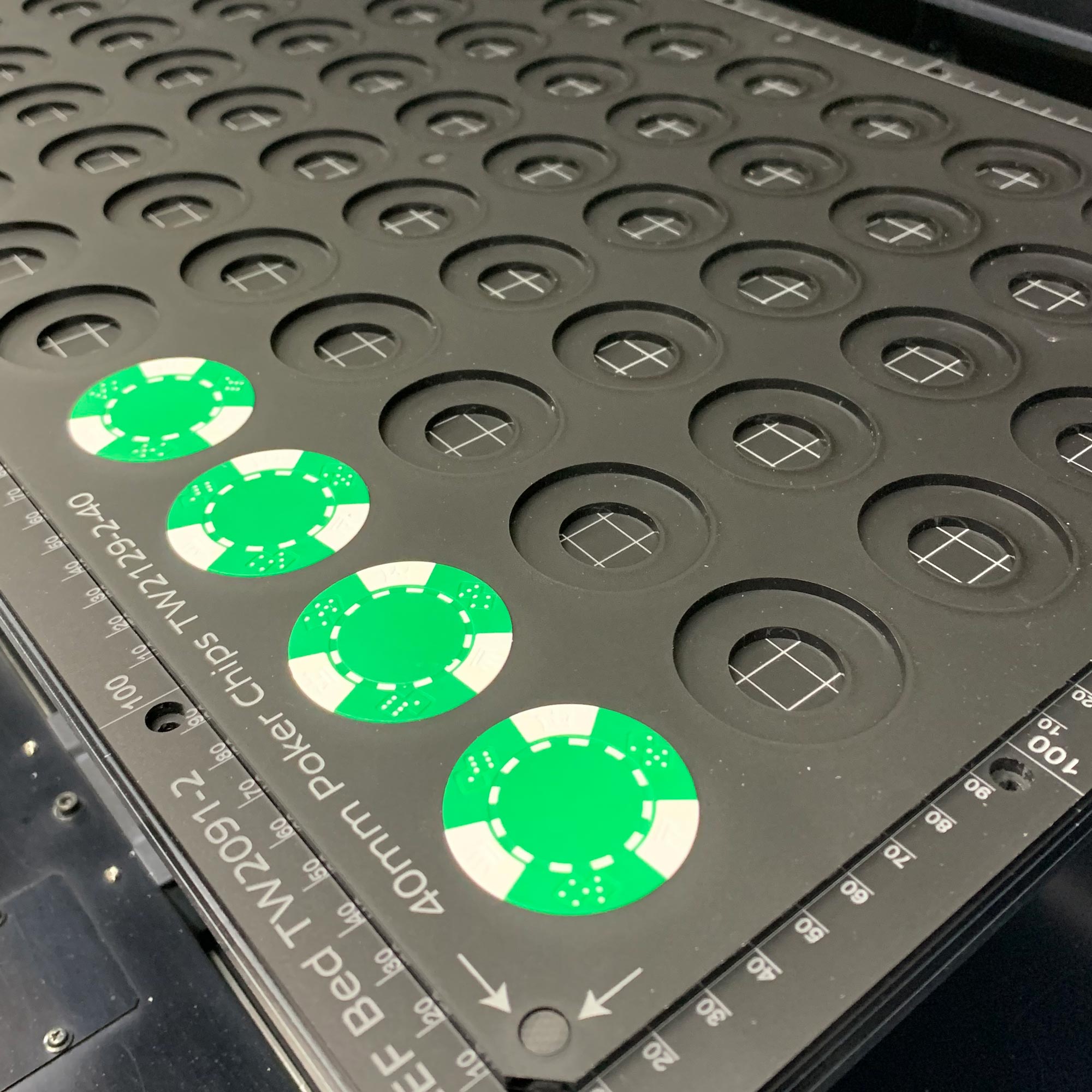 Poker Chip Printing Jig for 39mm/40mm Poker Chips - Mimaki UJF-7151 Flatbed Printer (xx Spaces)