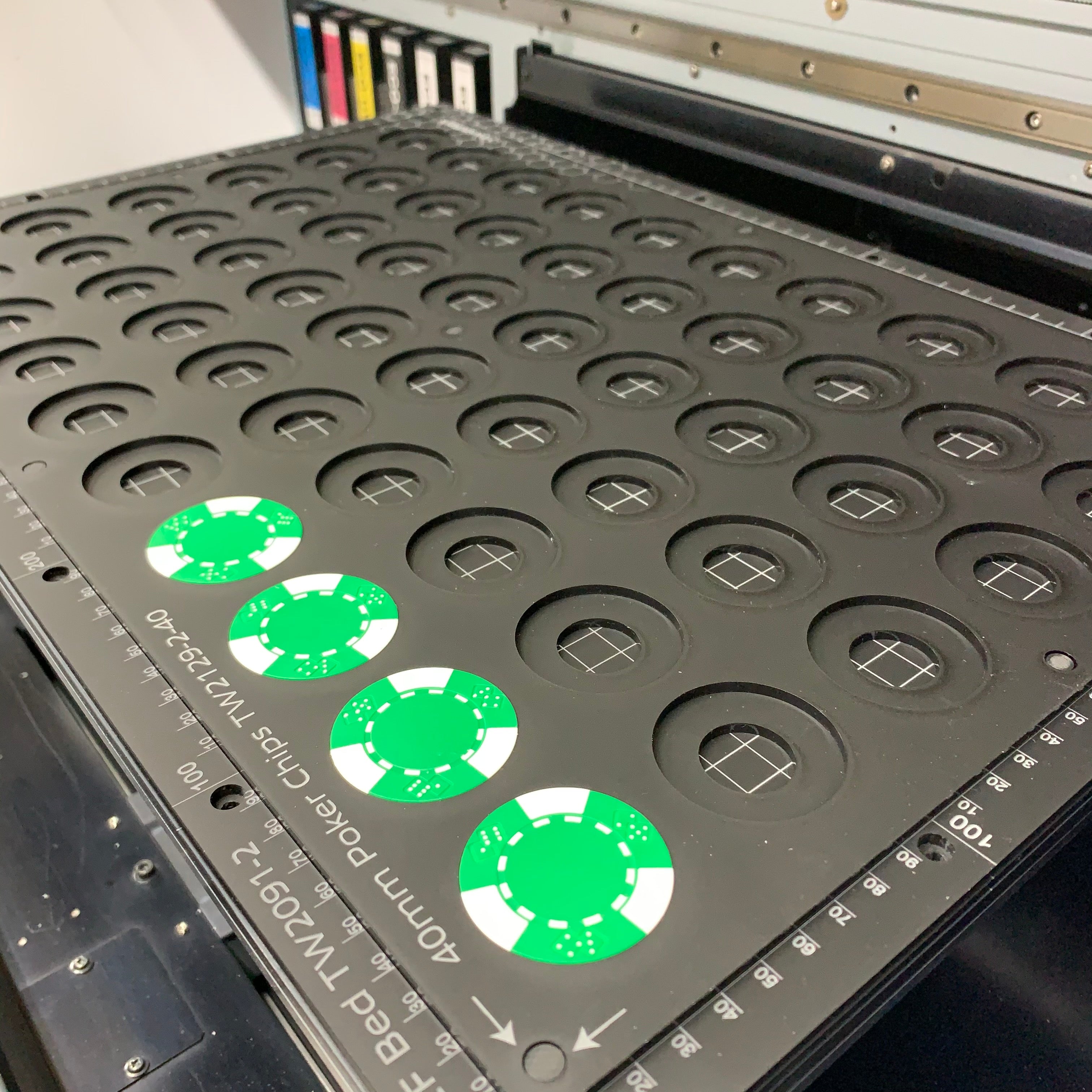 Poker Chip Printing Jig for 39mm / 40mm Poker Chips for Mimaki UJF-6042 Flatbed Printer (96 Spaces)