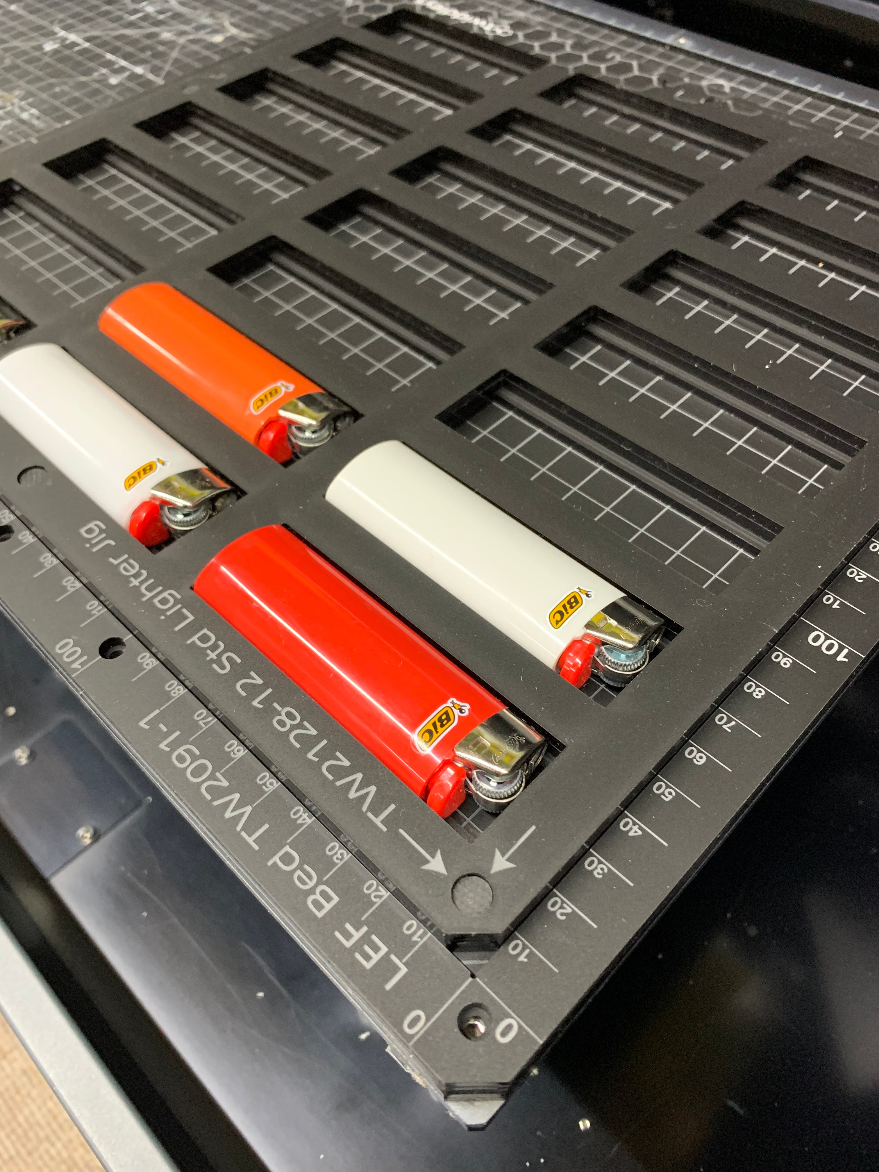 Bic Lighter Jig - Classic / Standard for Mimaki UJF-6042 Flatbed Printer (60 Spaces)