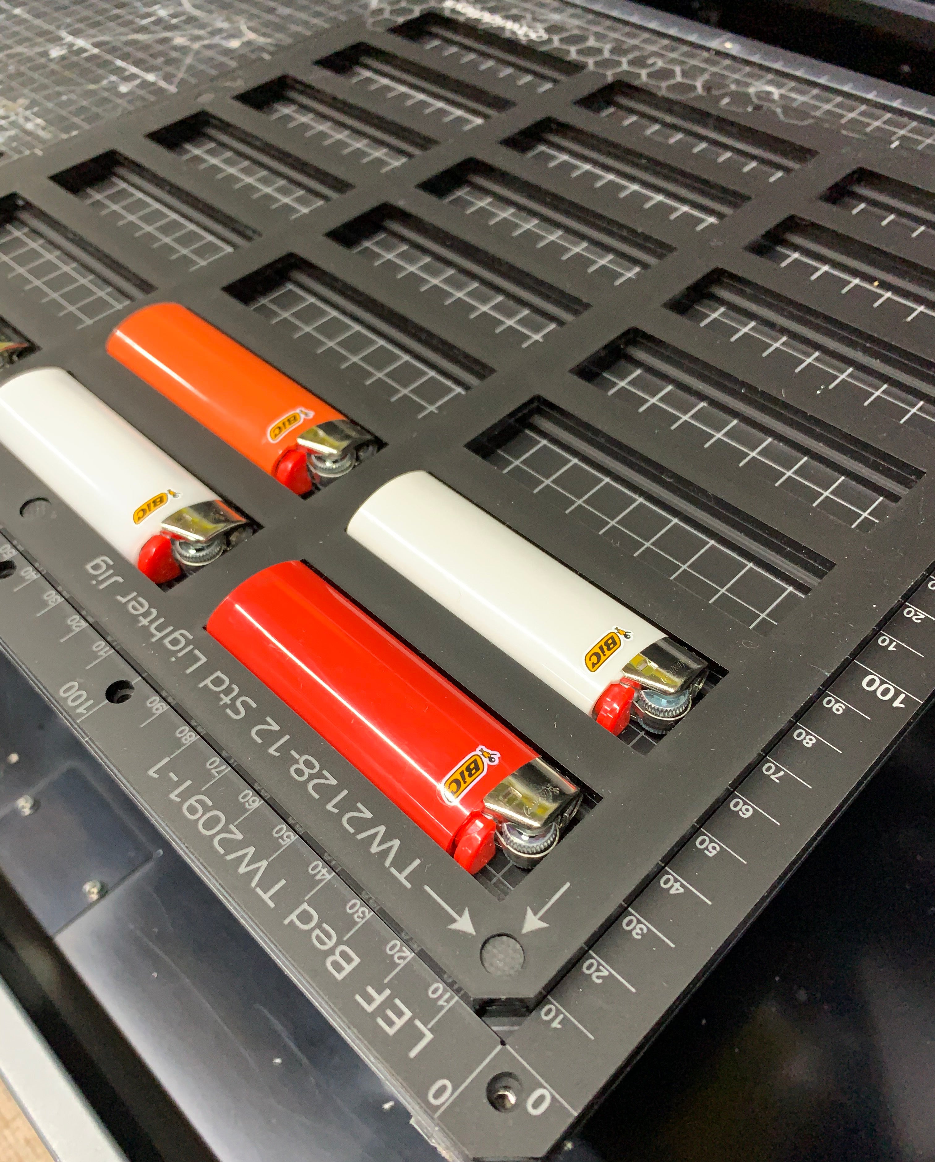 Bic Lighter Jig - Classic / Standard for Mimaki UJF-7151 Flatbed Printer (84 Spaces)