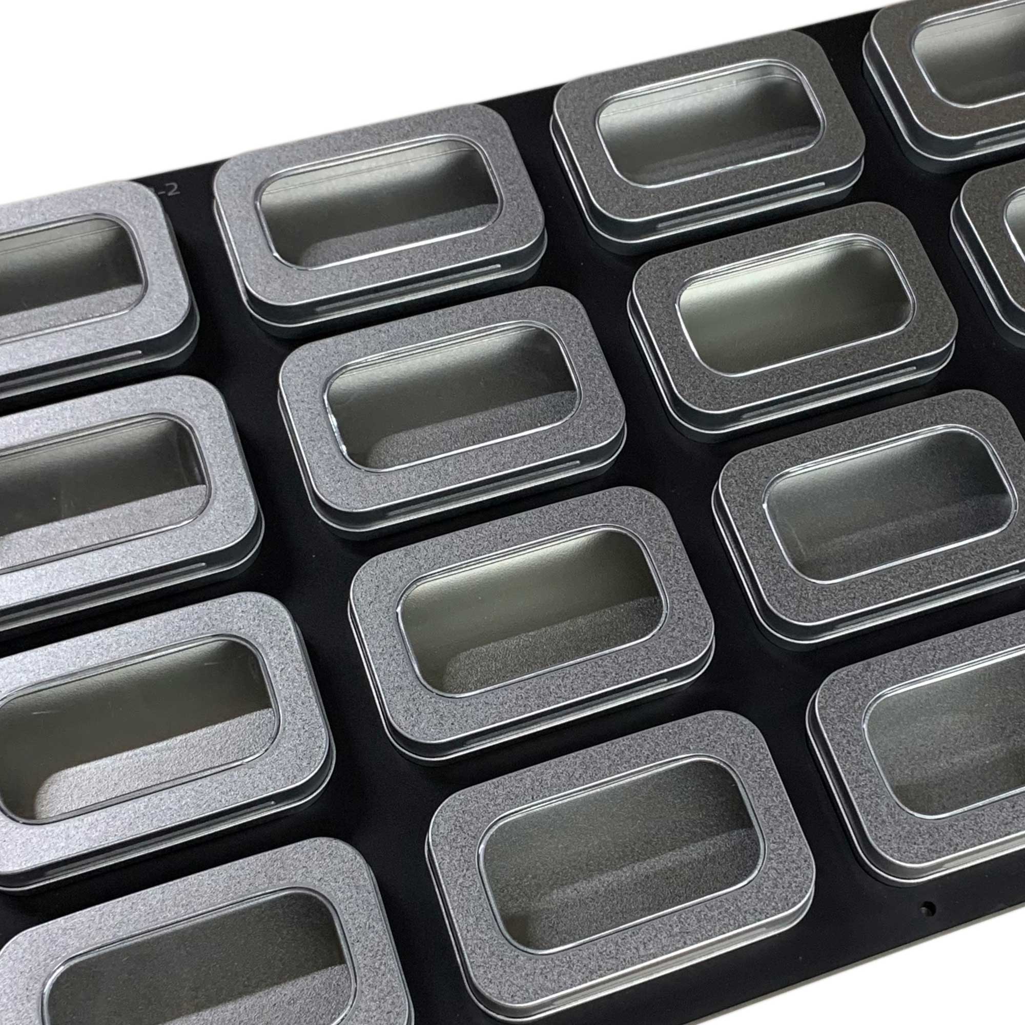 Tin Jig (96mm x 56mm Window Tins) for Mimaki UJF-3042 Flatbed Printer (6 Spaces)