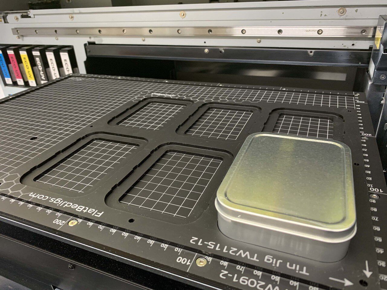 Tin Jig 'Tinware T2108' - 81mm x 110mm for Roland LEF 200 Flatbed Printer Series (xx Spaces)