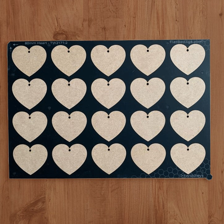 Printing Jig for 80mm Heart Blanks - Mimaki UJF-3042 Flatbed Printer (15 Spaces)