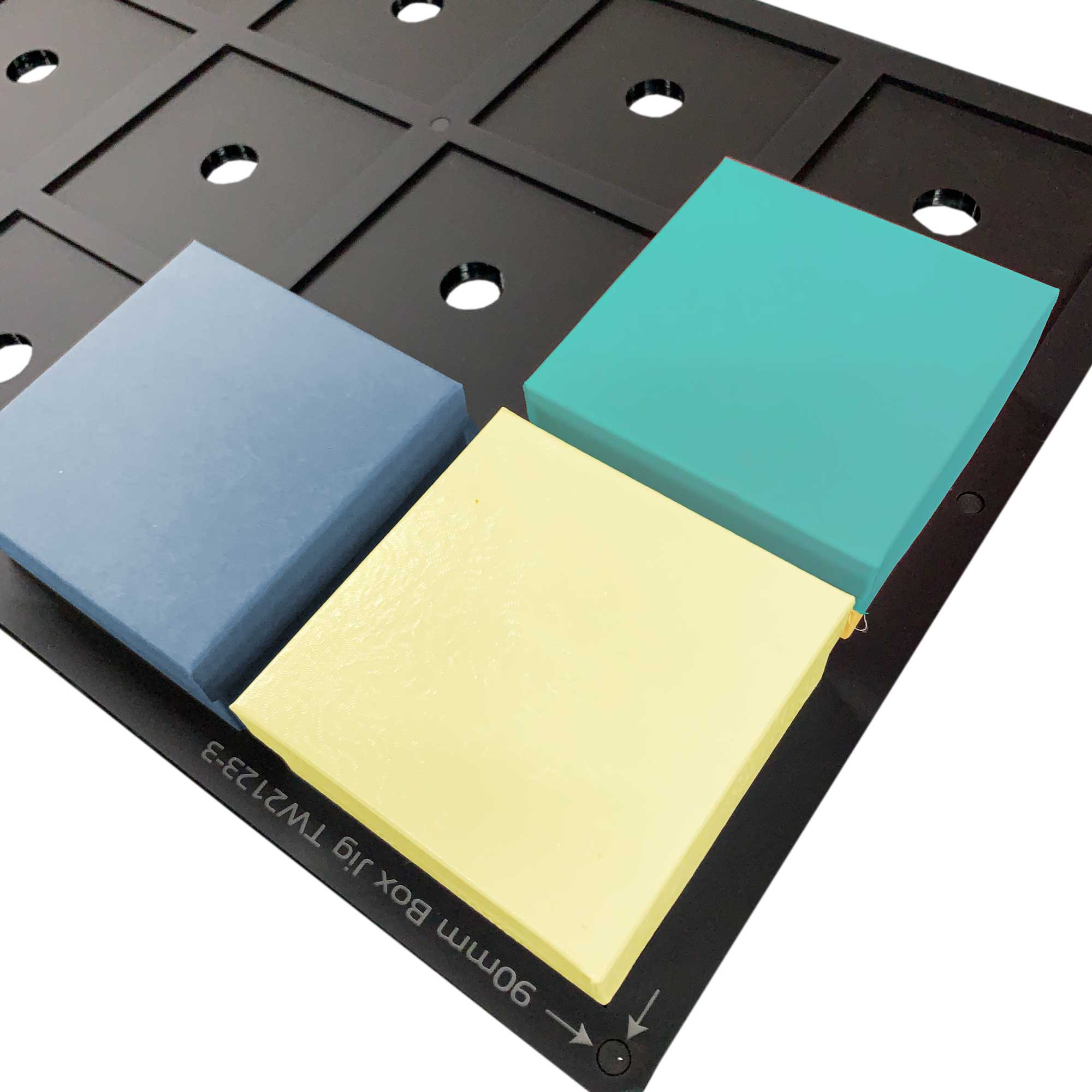 90mm / 9cm Square Box Printing Jig - Roland MO-180 (xx Spaces)