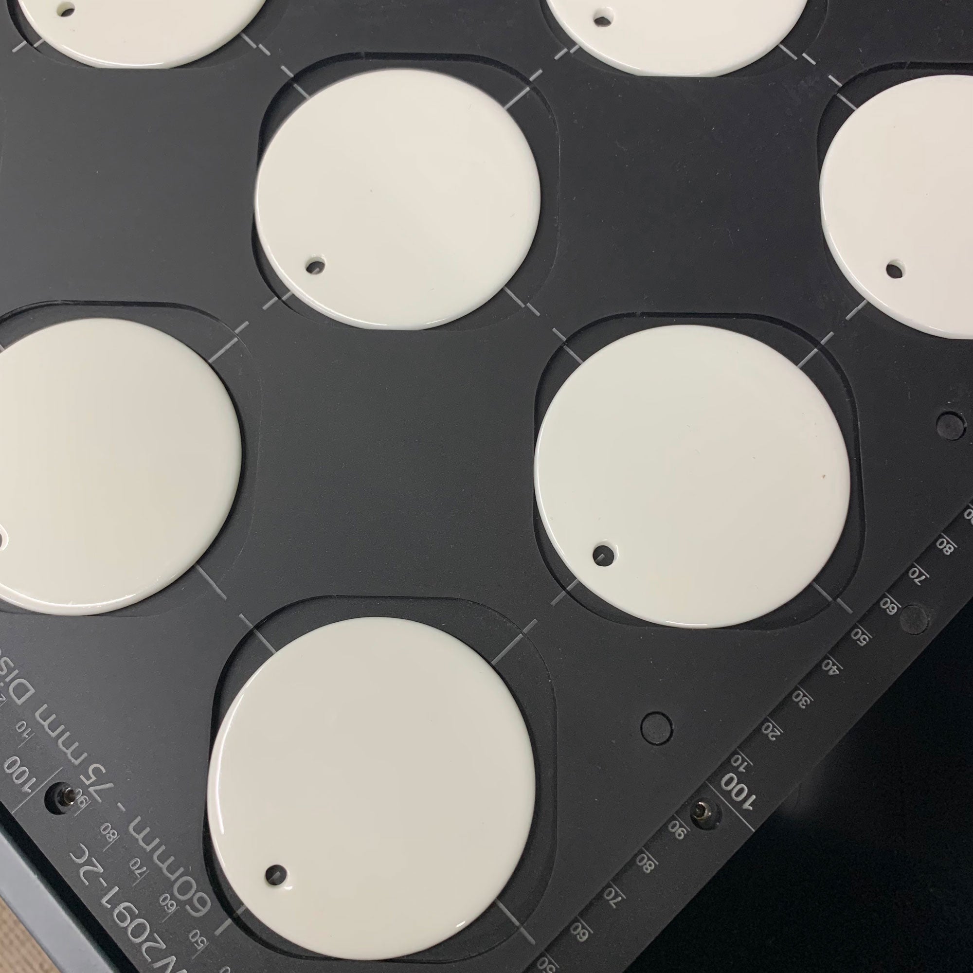 Ceramic Christmas Bauble Printing Jig for Mimaki UJF-7151 Flatbed Printer: 60mm - 77mm Circular Discs (xx Spaces)
