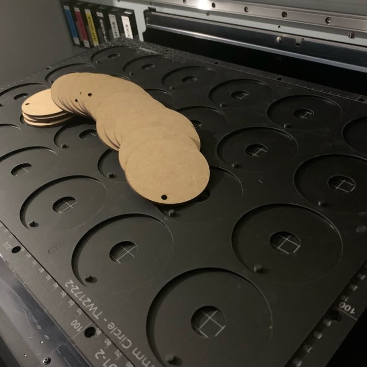 Printing Jig for 72mm Circle Disc Blanks - Roland LEF 200 Flatbed Printer (24 Spaces)