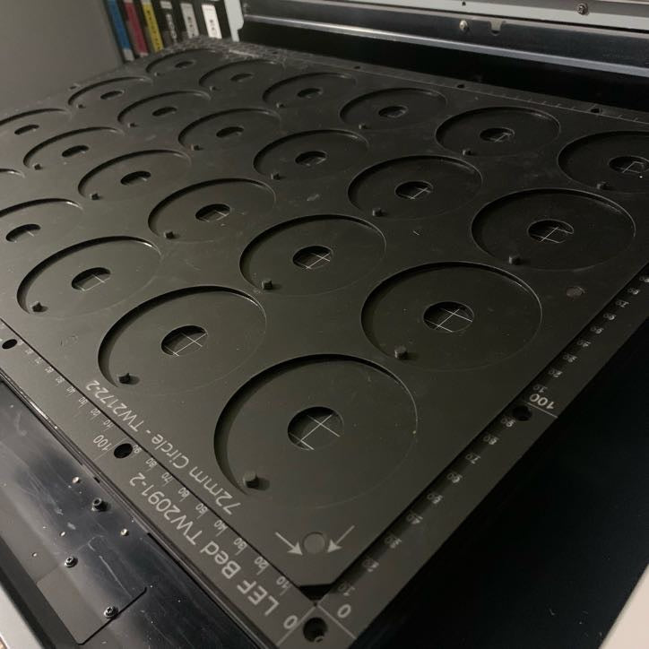 Printing Jig for 72mm Circle Disc Blanks - Mutoh XPJ-461UF Flatbed Printer (XX Spaces)