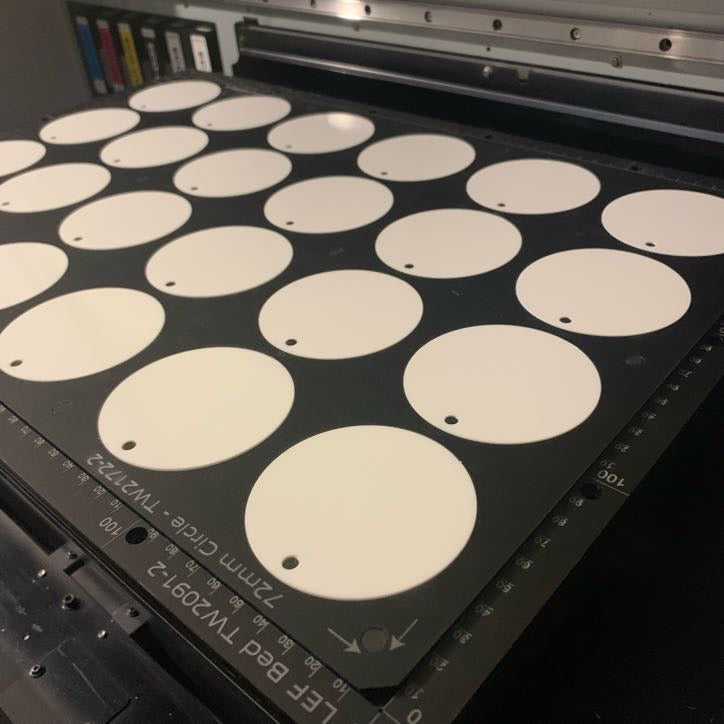 Printing Jig for 72mm Circle Disc Blanks  - Mimaki UJF-6042 Flatbed Printer (35 Spaces)