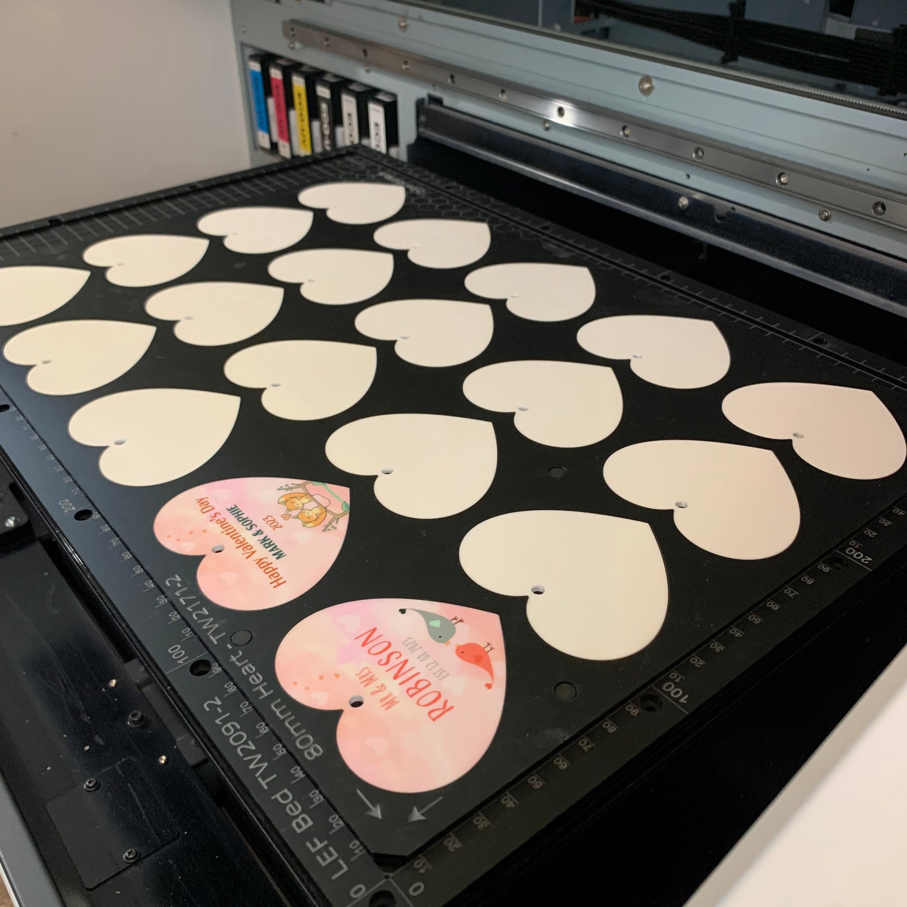 Printing Jig for 80mm Heart Blanks - Mimaki UJF-7151 Flatbed Printer (42 Spaces)