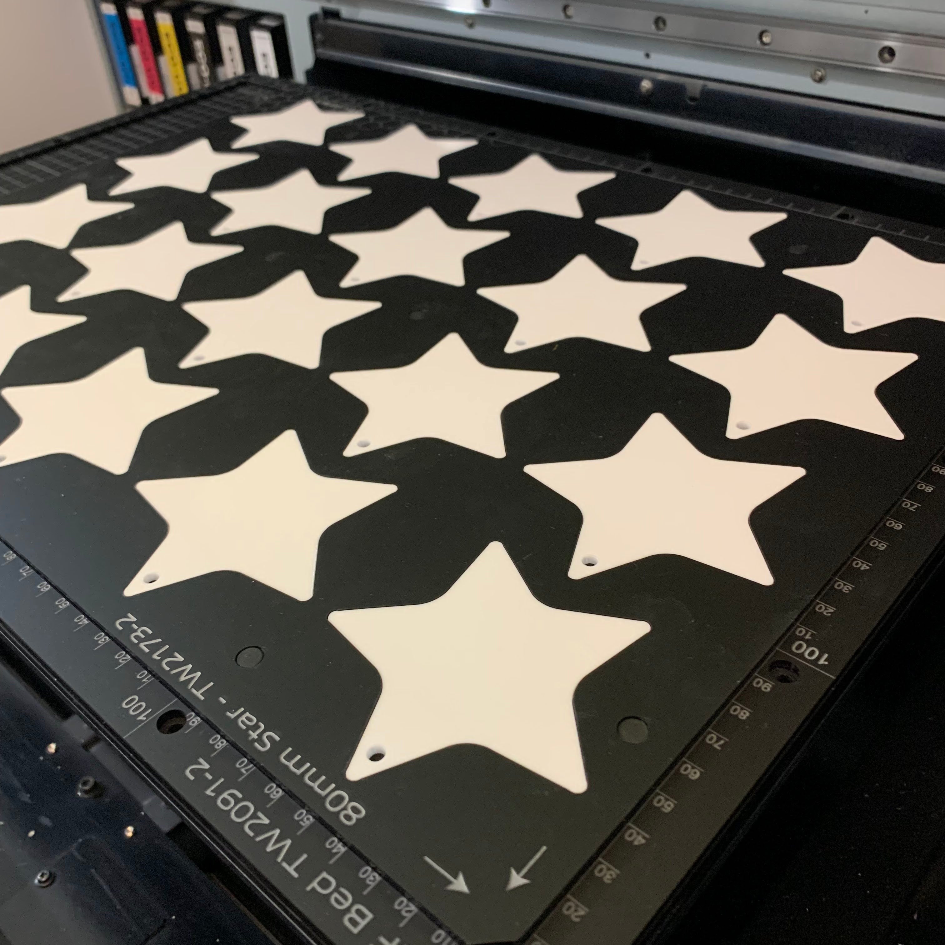 Printing Jig for 72mm Star Blanks - Roland LEF 12 Flatbed Printer (9 Spaces)
