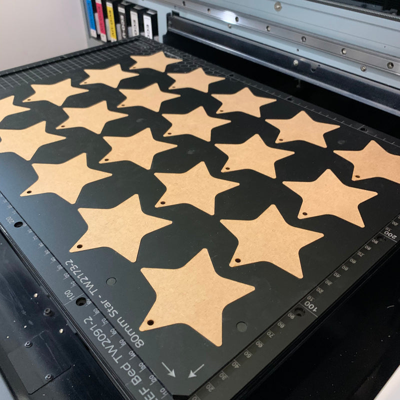 Printing Jig for 72mm Star Blanks - Roland LEF 300 Flatbed Printer (32 Spaces)