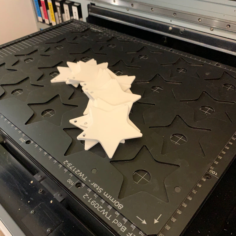 Printing Jig for 72mm Star Blanks - Roland LEF 300 Flatbed Printer (32 Spaces)