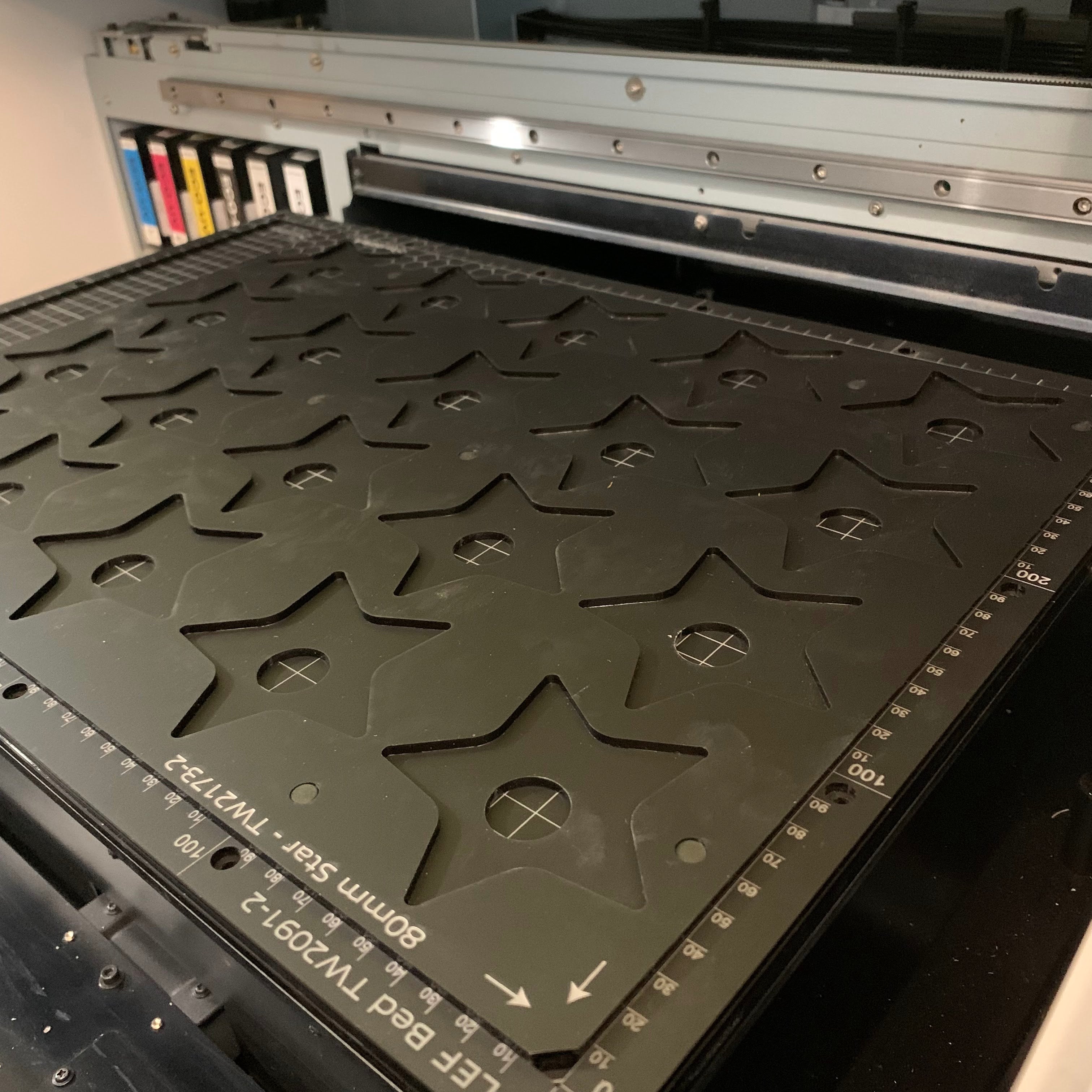 Printing Jig for 72mm Star Blanks - Roland LEF 12 Flatbed Printer (9 Spaces)