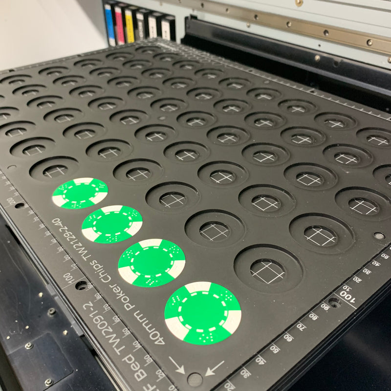Poker Chip Printing Jig for 39mm / 40mm Poker Chips -Roland LEF 300 Flatbed Printer (90 Spaces)