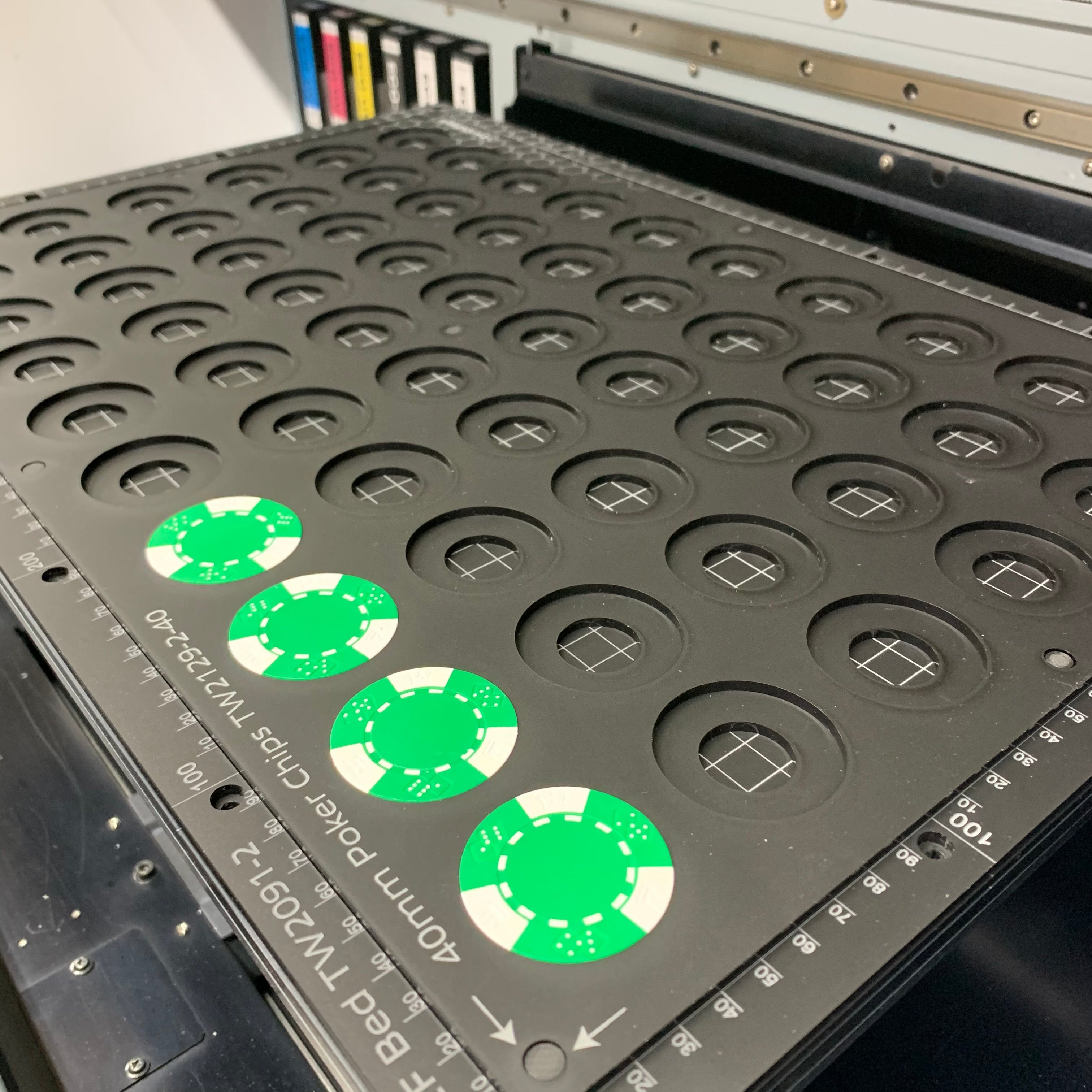 Poker Chip Printing Jig for 39mm / 40mm Poker Chips -Roland MO-240 Flatbed Printer (TBA Spaces)