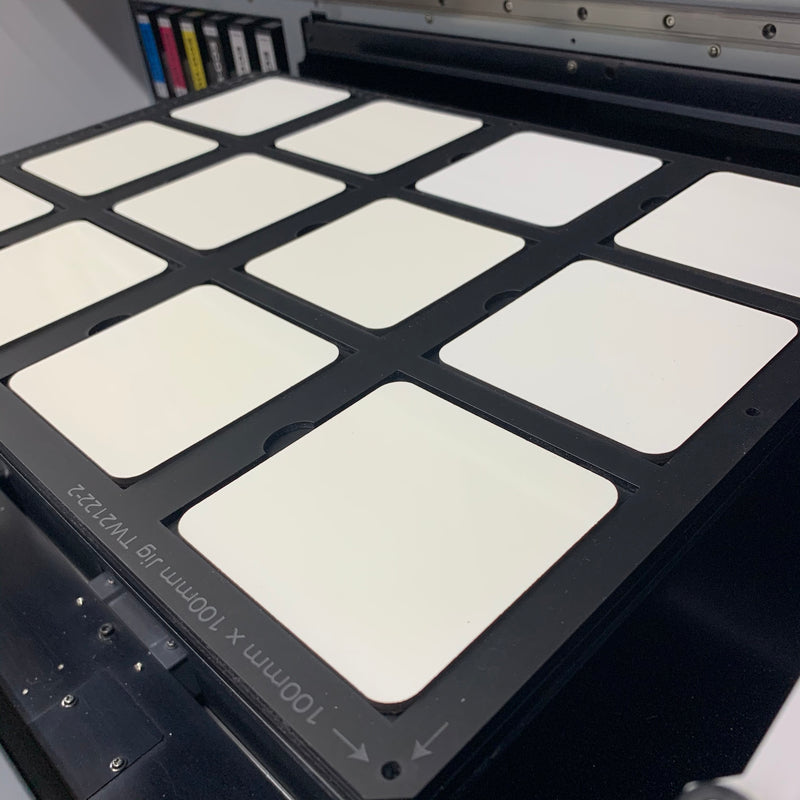 100mm / 10cm Square Printing Jig Roland LEF 200 / SF 20 Flatbed Printer (12 Spaces)